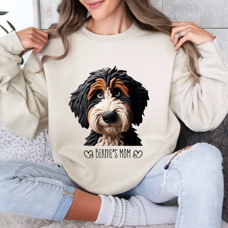 Bernedoodle Mom Sweatshirt - Personalized Sweatshirt with Your Dog's name on it