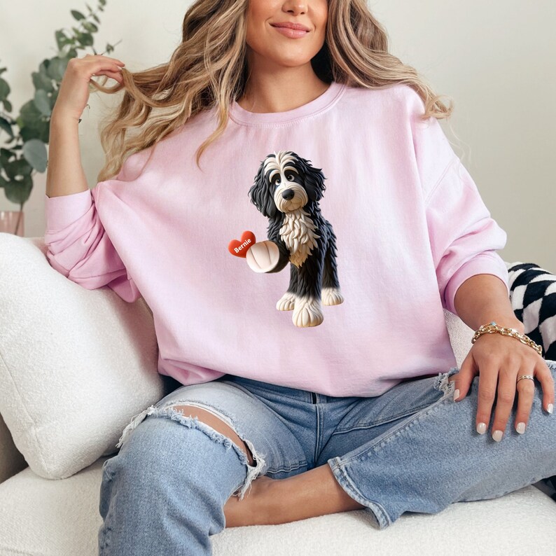 Bernedoodle mom sweatshirt,berndoodle mom, mom sweatshirt, valentine bernedoodle, valentine dog gift, dog sweatshirt, personalized dog sweatshirt,doodle mama, doodle fan, bernedoodle enthusiast gift.