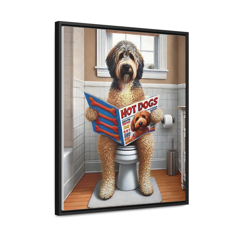 Funny Bernedoodle Toilet Portrait: Bathroom Wall Art, Dog Dad Gift image 2