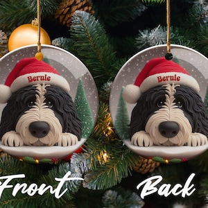 Custom Dog Ornament, Bernedoodle Pet Keepsake | Sublimation Ceramic | 2.76 Inch Round Front Back imagen 6