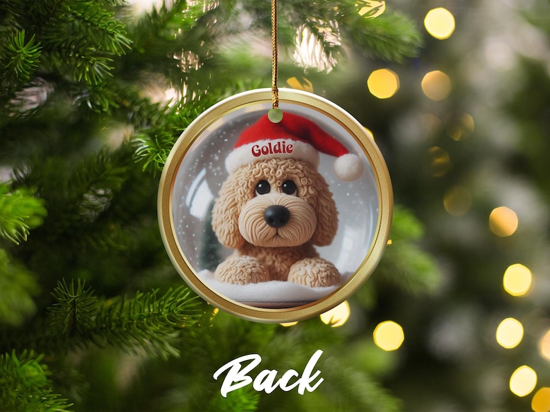 Custom Dog Christmas Ornament, Personalized Pet Holiday Decoration, Cute Puppy with Santa Hat, Unique Gift for Dog Lovers