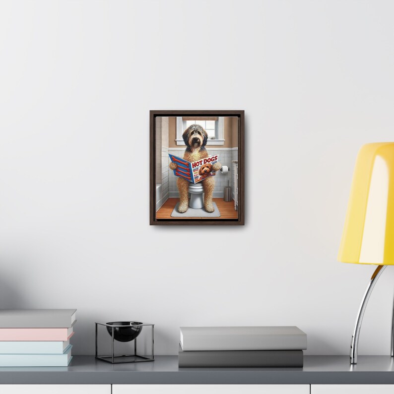 Funny Bernedoodle Toilet Portrait: Bathroom Wall Art, Dog Dad Gift image 6