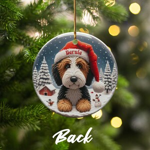 Christmas Dog Ornament, Cute Puppy Holiday Decor, Personalized Pet Gift, Santa Hat Puppies, Festive Christmas Tree Ornament