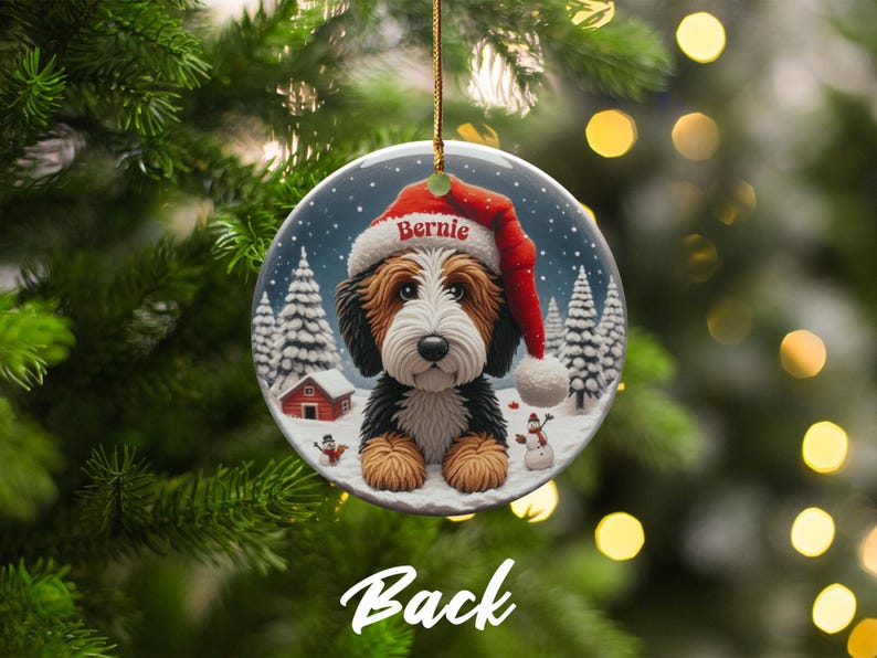 Christmas Dog Ornament, Cute Puppy Holiday Decor, Personalized Pet Gift, Santa Hat Puppies, Festive Christmas Tree Ornament