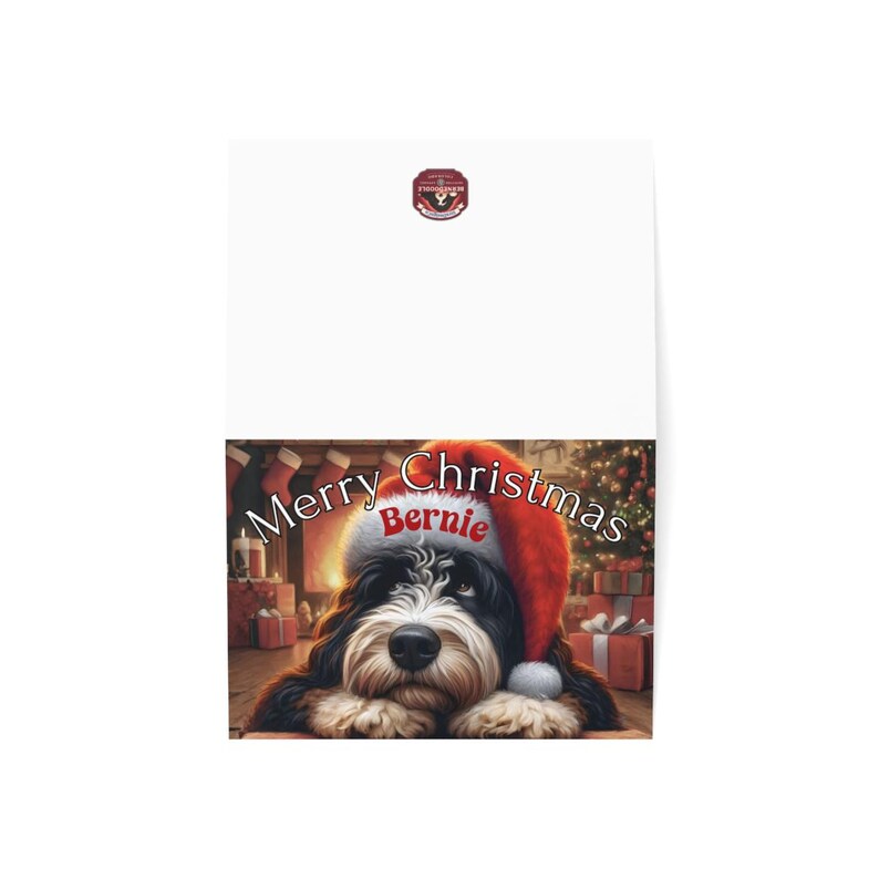 Merry Christmas Dog Card, Cute Bernie Dog Greeting Card, Christmas Card with Dog, Holiday Pet Card, Festive Dog Card