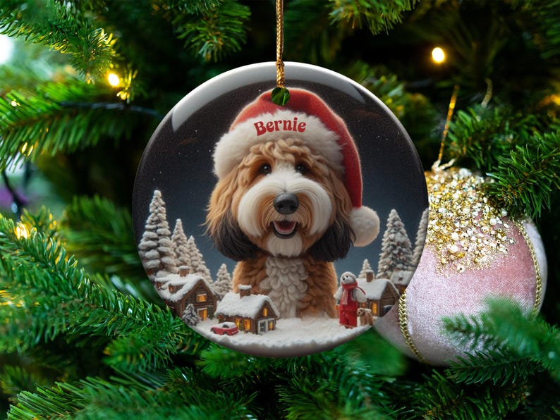 Custom Dog Christmas Ornament, Personalized Pet Holiday Decoration, Unique Christmas Tree Decor, Festive Dog Lover Gift