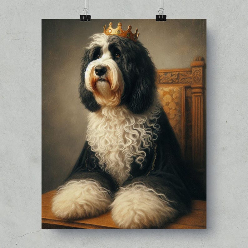 Royal Dog Portrait Wall Art, King Dog Print, Regal Pet Painting, Dog Lover Gift, Noble Canine Decor, Aristocratic Pet Portrait