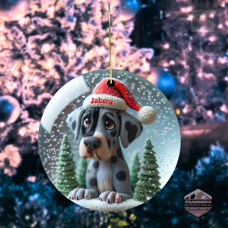 Merle Great Dane Clay Style Illustrated ornament