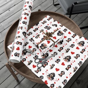 Bernedoodle wrapping paper for all occasions, valentines wrapping paper,valentines wrap, gift wrap bernedoodle, doodle paper, doodle gift wrap, birthday bernedoodle wrap, goldendoodle, merle doodle, doodle paper gifting.