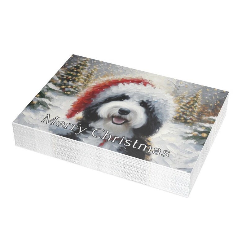 Cute Dog Christmas Cards Set, Merry Christmas Cards with Dog, Holiday Greeting Cards, Festive Dog Xmas Cards Pack, 10 Pack