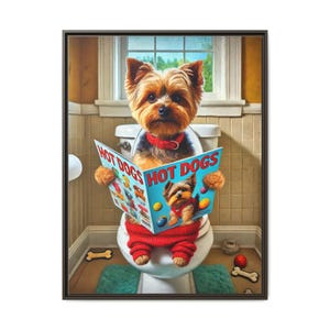 Yorkie Dog Toilet Art: Funny Bathroom Canvas Print image 8