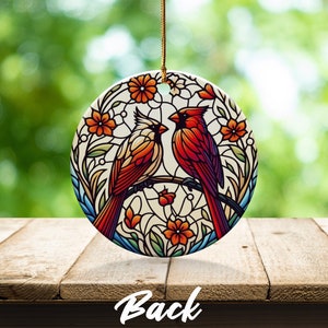 Cardinal Stained-Glass Design Ceramic Ornament image 7