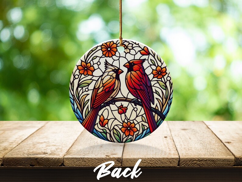 Cardinal Stained-Glass Design Ceramic Ornament image 7