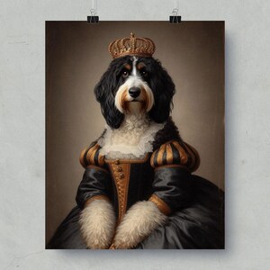 Crowned Dog Royal Portrait, Regal Pet Art Print, Unique Dog Wall Decor, Custom Dog Royalty Illustration, Noble Dog Poster