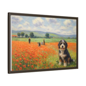 Bernedoodle Dog Art Print In A Monet-style: Framed Canvas Wall Decor image 9
