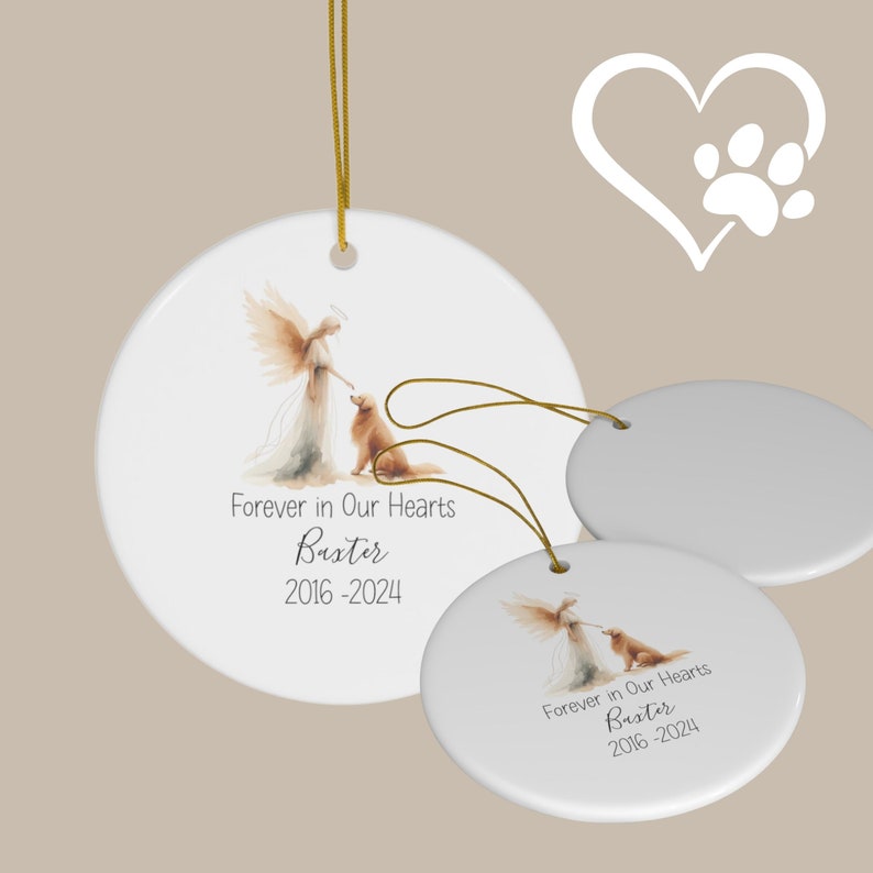 Goldendoodle, Golden Retriever, Personalized Pet Memorial Watercolor Design, Pet's Name Gift, Custom Pet Name Gift, Personalized Pet Tribute Ceramic Ornament, Pet Loss Gift