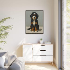 Bernedoodle Dog Canvas Art: Oil Paint Style Framed Wall Decor image 3