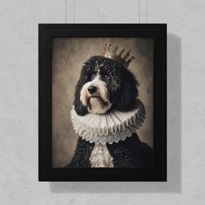Regal Dog Portrait with Crown, Noble Dog Art Print, Royal Pet Canvas, Custom Dog Painting, King Dog Wall Art, Pet Lover Gift