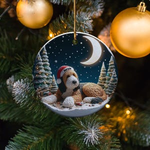 Christmas Dog Ornament for Tree, Cute Pet Holiday Decor, Handpainted Adorable Festive Decoration, Unique Dog Christmas Gift