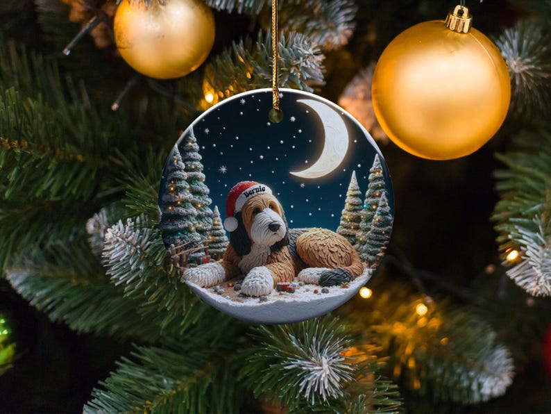 Christmas Dog Ornament for Tree, Cute Pet Holiday Decor, Handpainted Adorable Festive Decoration, Unique Dog Christmas Gift