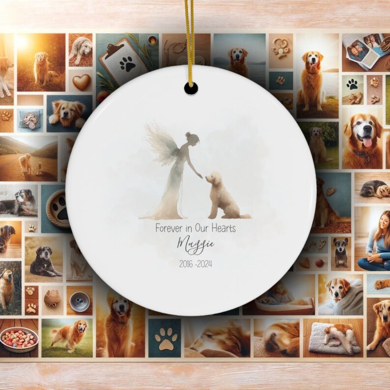 Personalized Goldendoodle Memorial, Watercolor Design, Pet's Name, Custom Gift, Personalized Pet Tribute Ceramic Ornament, Pet Loss Gift