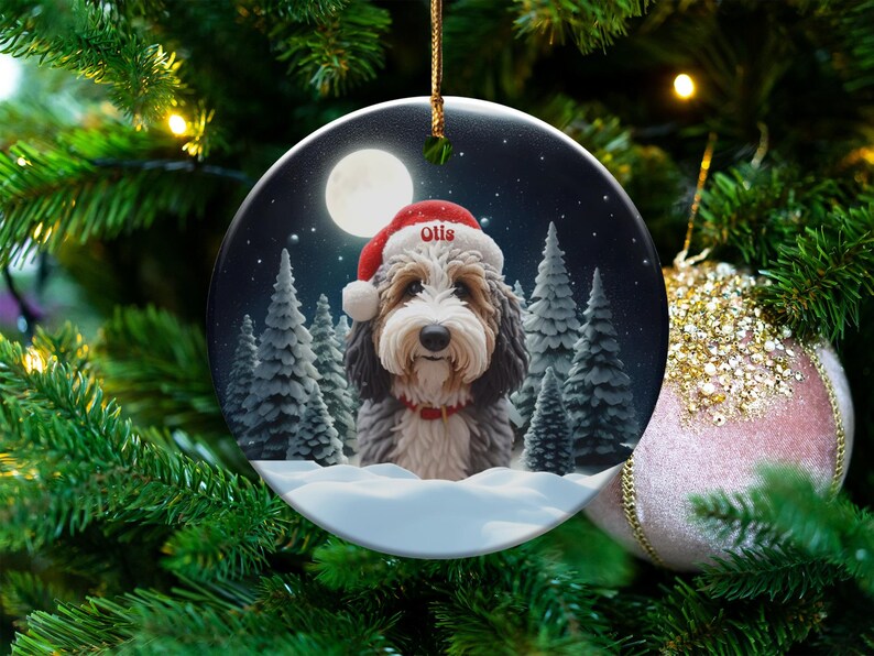 Custom Dog Christmas Ornament, Personalized Pet Gift, Holiday Tree Decoration, Festive Dog Lover Present, Unique Stocking Stuffer