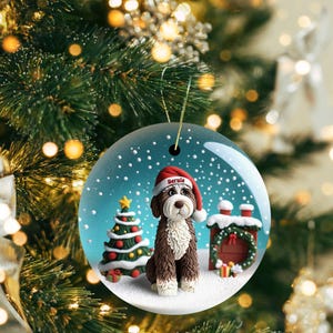 Adorable bernedoodle ornament, perfect doodle dog gift