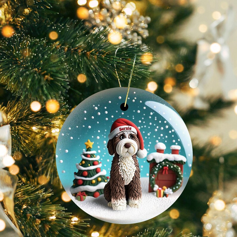 Adorable bernedoodle ornament, perfect doodle dog gift