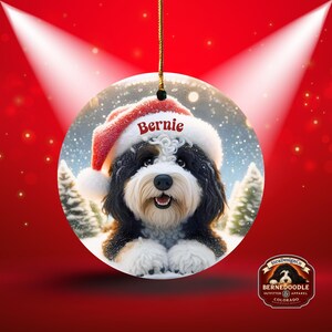Bernedoodle Ornament, Personalized Santa Hat Ceramic | Sublimation | 3 Inch Double Sided Dog Lover Gift Christmas Tree Decor image 14