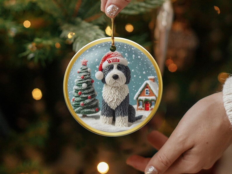 Custom Dog Christmas Tree Ornament, Christmas Dog Ornament, Personalized Pet Ornament, Cute Dog Holiday Decoration