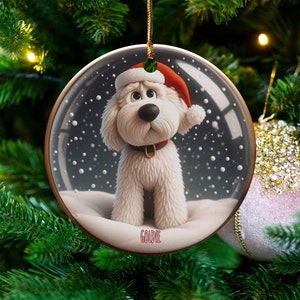 Bernedoodle Ornament, Personalized Custom Pet Keepsake | Ceramic | Double Sided Sublimation 2.76 Inch Gift image 1