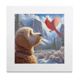 Doodle Dog and Cardinal Canvas Art - Pet Lover Gift image 9