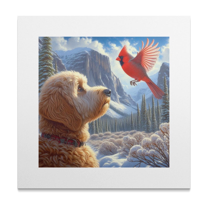 Doodle Dog and Cardinal Canvas Art - Pet Lover Gift image 9