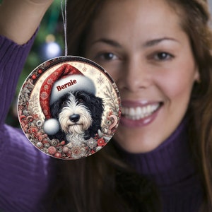 Vintage look Bernedoodle Ornament