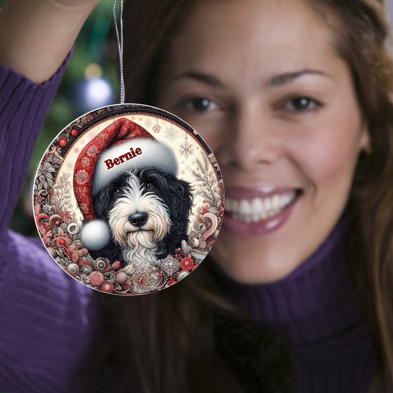 Vintage look Bernedoodle Ornament