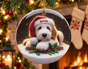 Personalized White Goldendoodle Ceramic Ornament
