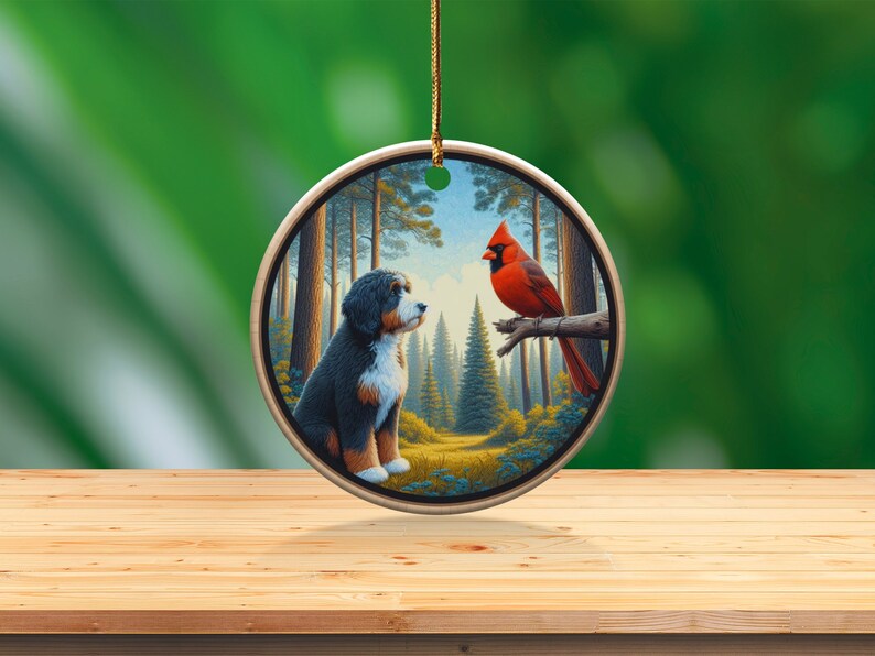 bernedoodle,bird lover gift,cardinal decor,cardinal gift,cardinal ornament,doodle mom gift,garden cardinal,garden decor,goldendoodle,home decor,red cardinal,window ornament