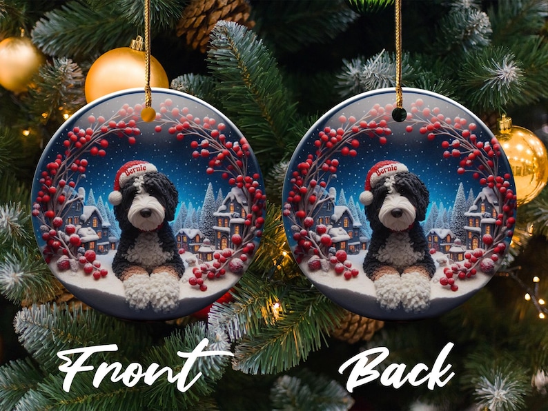 Dog Christmas Ornament, Cute Puppy Holiday Decoration, Double-Sided Christmas Tree Ornament, Perfect Stocking Stuffer Gift