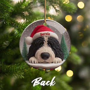 Custom Dog Ornament, Bernedoodle Pet Keepsake | Sublimation Ceramic | 2.76 Inch Round Front Back imagen 7