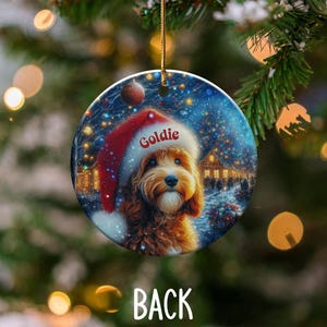 Personalized Dog Christmas Ornament Cute Puppy Santa Hat Custom Name Pet Holiday Decoration Tree Hanging Decor Gift, Customized