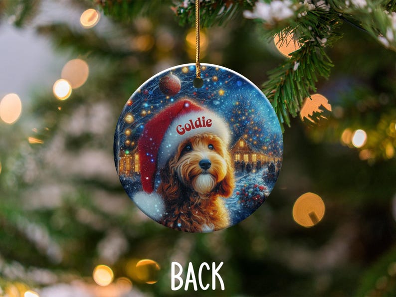 Personalized Dog Christmas Ornament Cute Puppy Santa Hat Custom Name Pet Holiday Decoration Tree Hanging Decor Gift, Customized