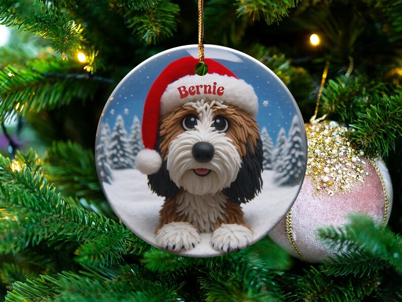 Personalized Dog Christmas Ornament, Custom Pet Decoration, Holiday Pet Gift, Dog Lover Christmas Decor, Cute Puppy Ornament