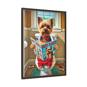 Yorkie Dog Toilet Art: Funny Bathroom Canvas Print image 2