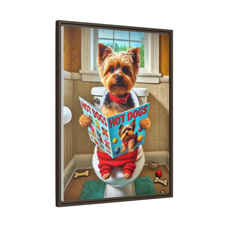 Yorkie Dog Toilet Art: Funny Bathroom Canvas Print image 2