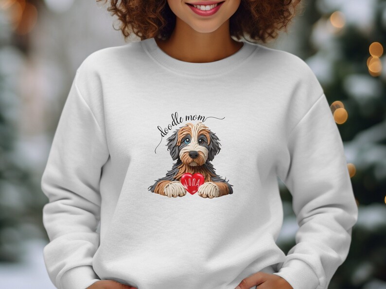 Sudadera personalizada para mamás de Bernedoodle, con el nombre del perro personalizado. imagen 9