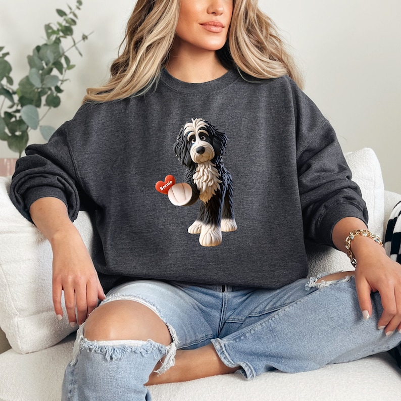Bernedoodle mom sweatshirt,berndoodle mom, mom sweatshirt, valentine bernedoodle, valentine dog gift, dog sweatshirt, personalized dog sweatshirt,doodle mama, doodle fan, bernedoodle enthusiast gift.