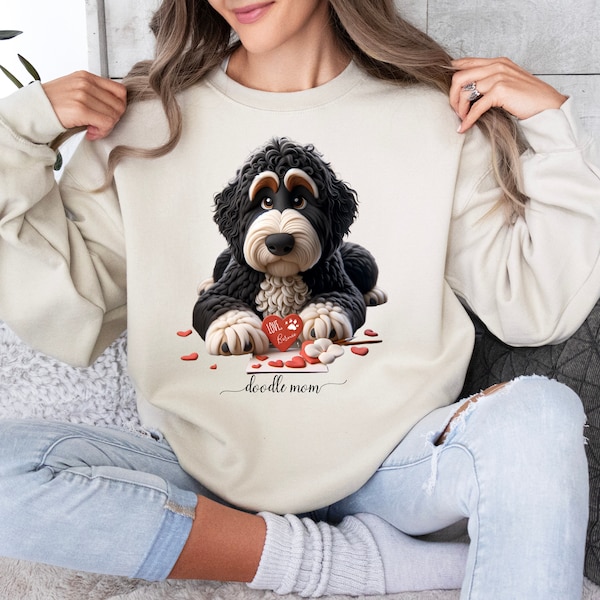 Personalized Bernedoodle Sweatshirt | Front and Back Designs | Doodle Mom Gift | Sweet Heart Message | Doodle Gift to Celebrate Your Furball