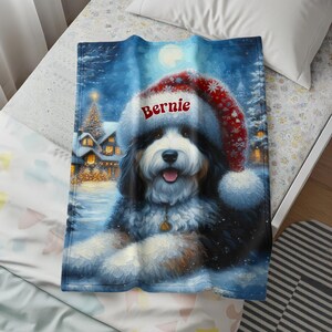 Personalized Dog Christmas Blanket, Custom Pet Photo Blanket, Holiday Dog Lover Gift, Pet Keepsake, Cozy Winter Blanket with Dog