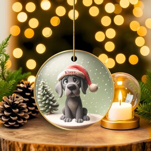 Great Dane Ornament, Custom Dog Portrait Keepsake | Sublimation Ceramic | 3 Inch Holiday Decor image 6