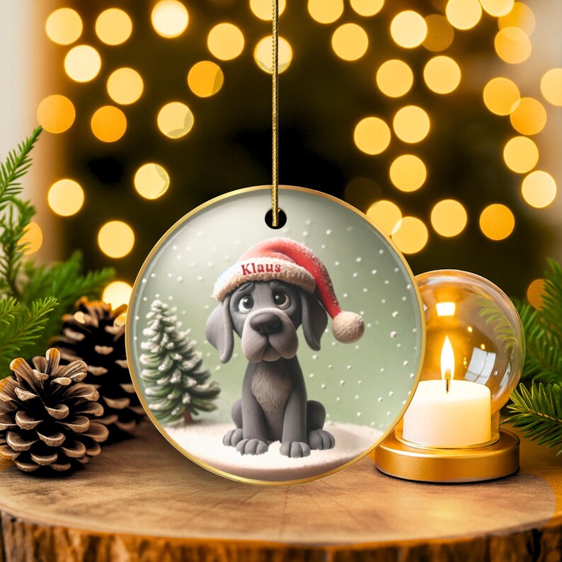 Great Dane Ornament, Custom Dog Portrait Keepsake | Sublimation Ceramic | 3 Inch Holiday Decor image 6